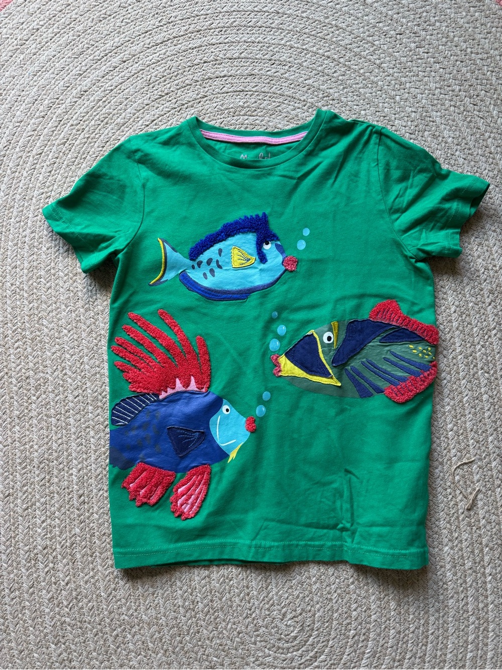 Mini Boden Superstitch Fish T-shirt, Size 9-10